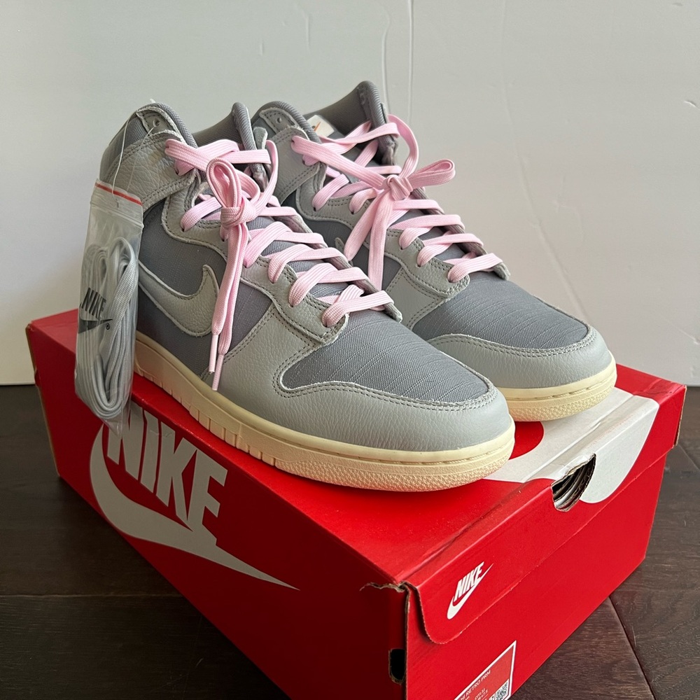 Nike Dunk High Certified Fresh Particle Gray and Pink Sneakers